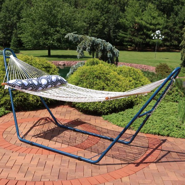 2-Person Rope Hammock with Matte Blue Steel Stand - Image 2