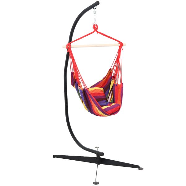 Outdoor Hanging Hammock Chair and C-Stand Set