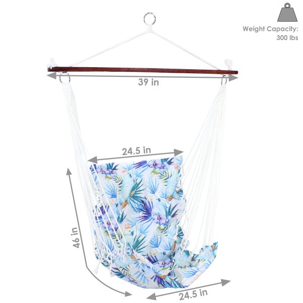 Padded Hanging Hammock Chair Swing - Parrot Print - Image 4