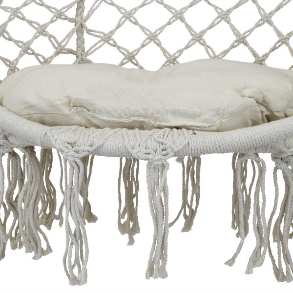 Macrame Hanging Hammock Chair with Tassels and Cushion - Image 3