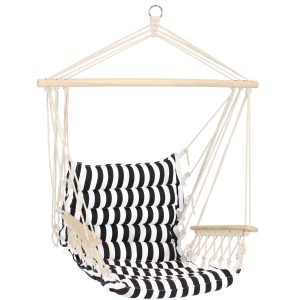 Outdoor Hammock Chair with Armrests - Contrasting Stripes