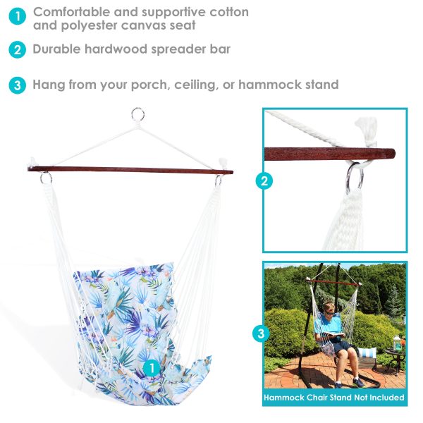 Padded Hanging Hammock Chair Swing - Parrot Print - Image 5