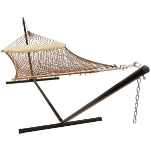 2-Person Polyester Rope Hammock with 15' Stand - Brown