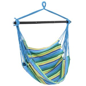 Hanging Rope Hammock Chair Swing with Collapsible Spreader Bar