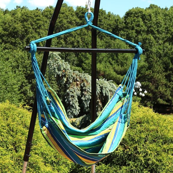 Hanging Rope Hammock Chair Swing with Collapsible Spreader Bar - Image 2