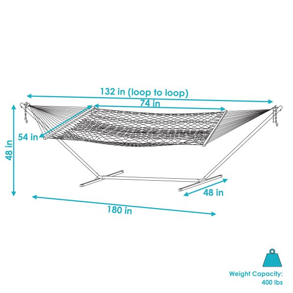 2-Person Polyester Rope Hammock with 15' Stand - White - Image 5