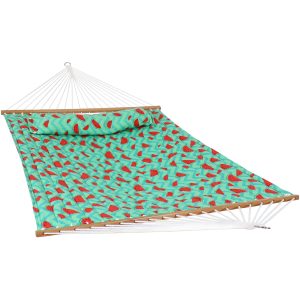 2-Person Fabric Spreader Bar Hammock - Watermelon and Chevron