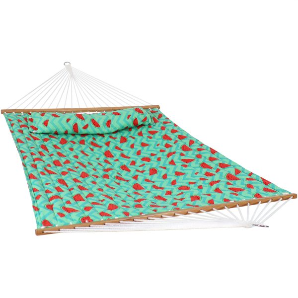2-Person Fabric Spreader Bar Hammock - Watermelon and Chevron