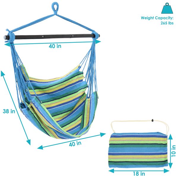 Hanging Rope Hammock Chair Swing with Collapsible Spreader Bar - Image 4