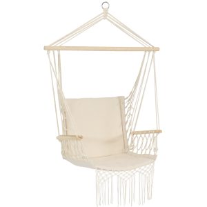 Outdoor Polycotton Hammock Chair with Armrests - Natural