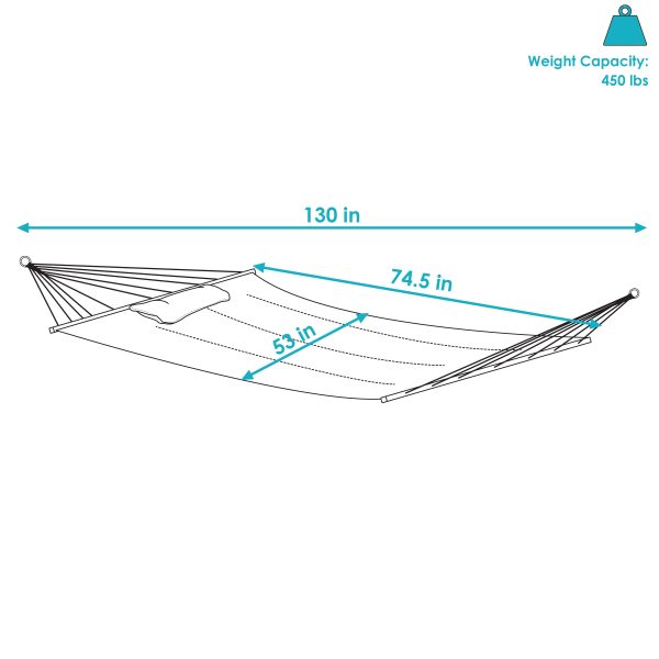 2-Person Fabric Spreader Bar Hammock - Watermelon and Chevron - Image 4