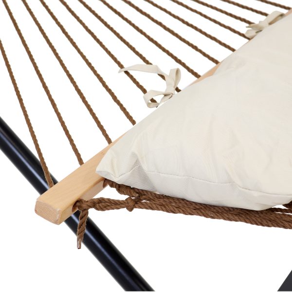 2-Person Polyester Rope Hammock with 15' Stand - Brown - Image 2