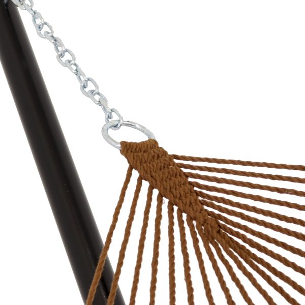 2-Person Polyester Rope Hammock with 15' Stand - Brown - Image 3