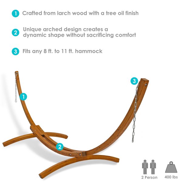 Solid Wooden Curved Arc Hammock Stand - Image 4