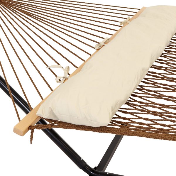 2-Person Polyester Rope Hammock with 15' Stand - Brown - Image 5