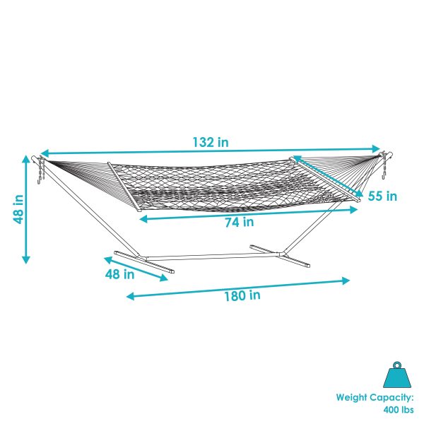 2-Person Polyester Rope Hammock with 15' Stand - Brown - Image 6