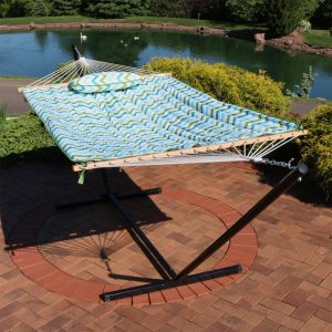 Rope Hammock with 12' Steel Stand, Pad, and Pillow